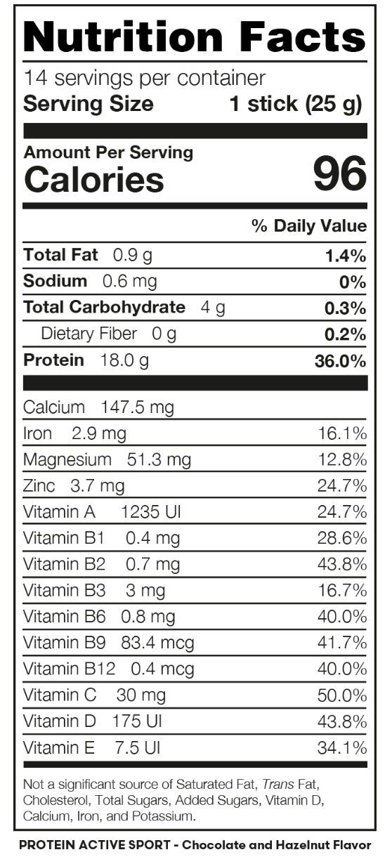 PROTEIN ACTIVE SPORT – CHOCOLATE & HAZELNUT